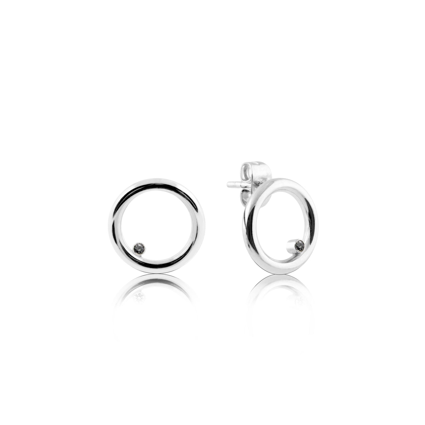 CIRCLE EARRINGS WITH BLACK DIAMONDS