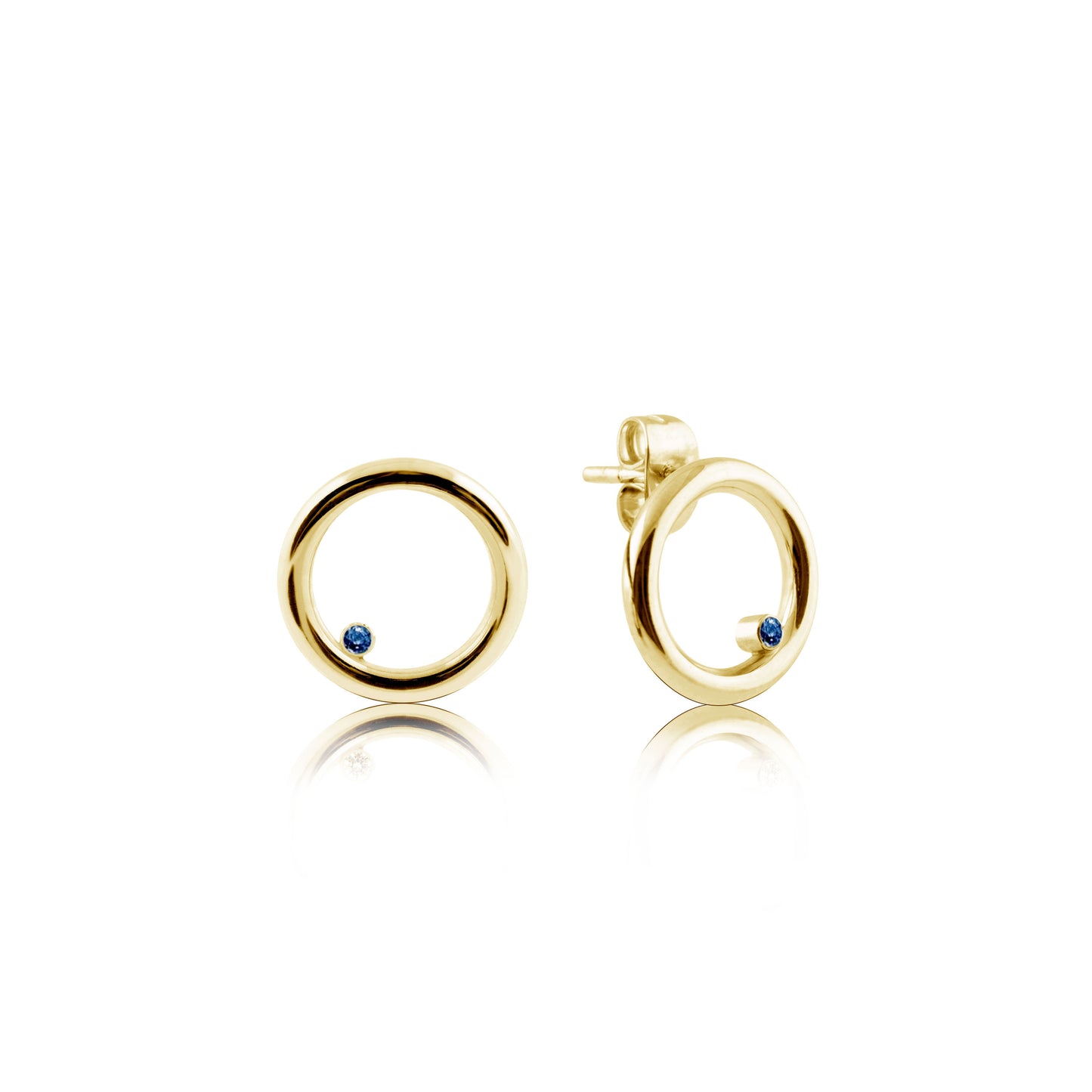 CIRCLE EARRINGS WITH BLUE SAPPHIRES