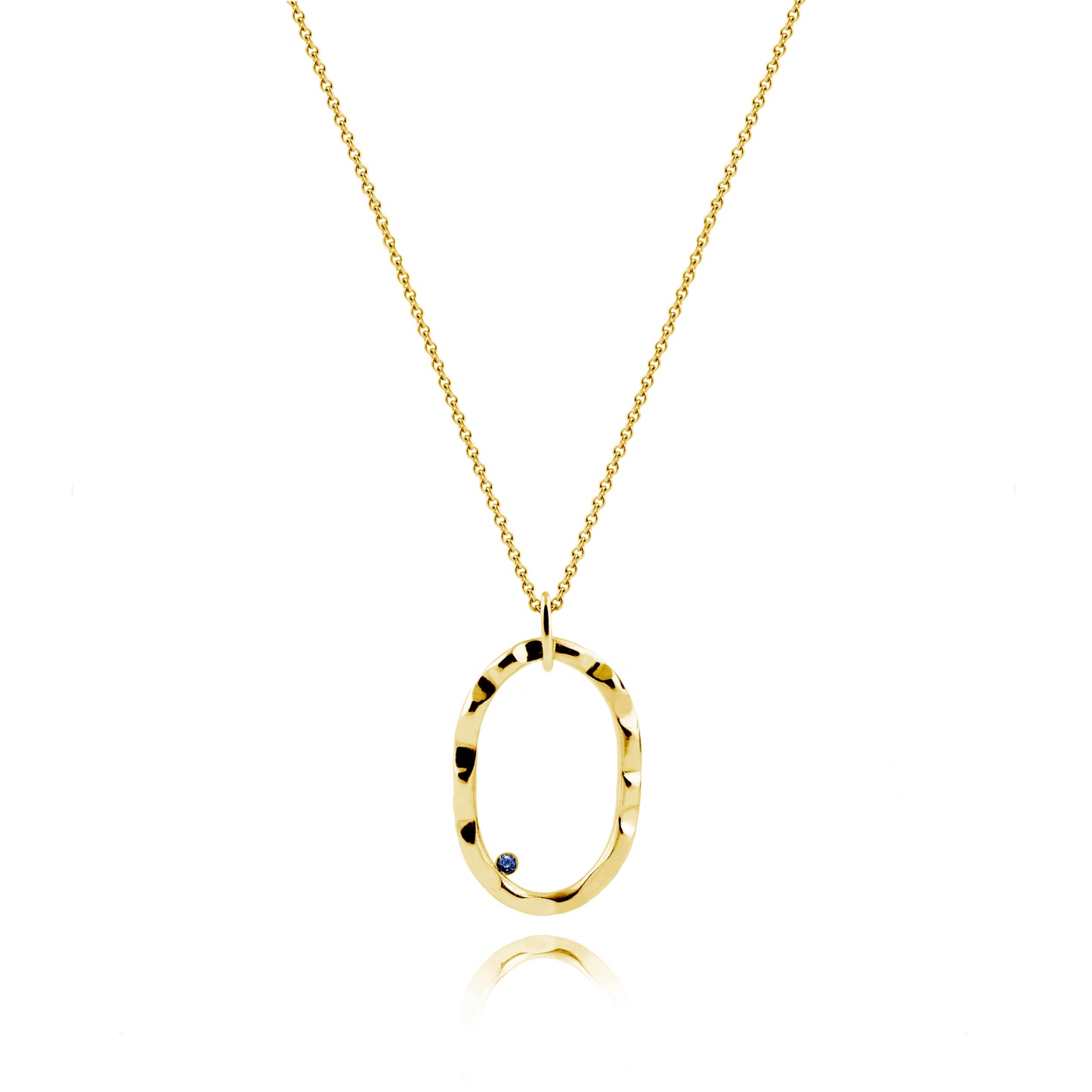 WAVY OVAL PENDANT WITH BLUE SAPPHIRE