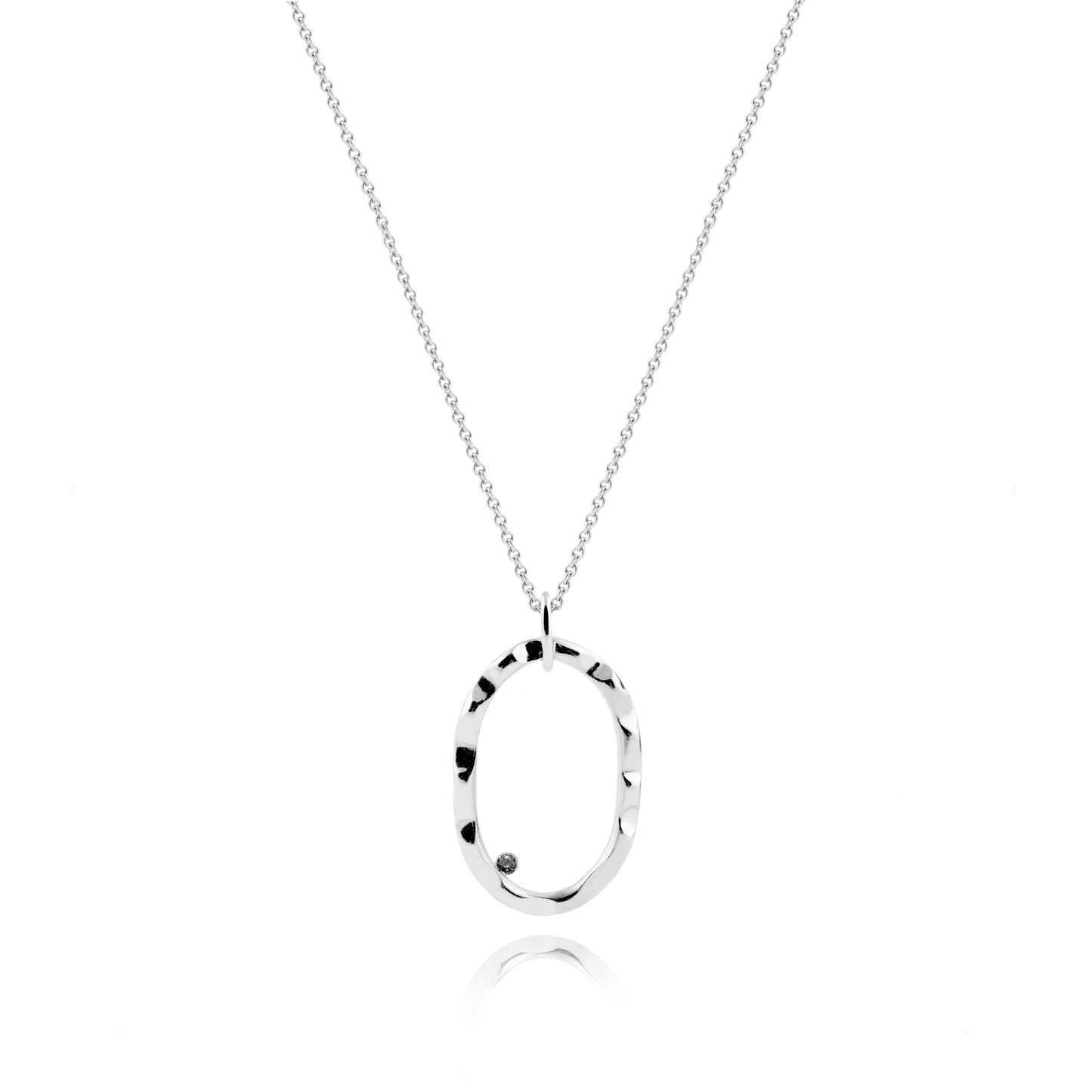 WAVY OVAL PENDANT WITH BLACK DIAMOND