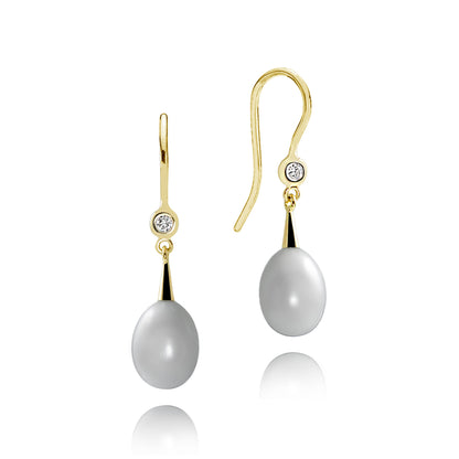 NOVA DIAMOND EARRINGS WITH ROSE PEARLS