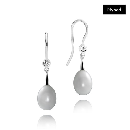 NOVA DIAMOND EARRINGS WITH GREY PEARLS