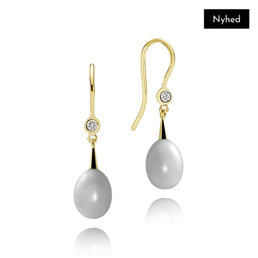 NOVA DIAMOND EARRINGS WITH GREY PEARLS