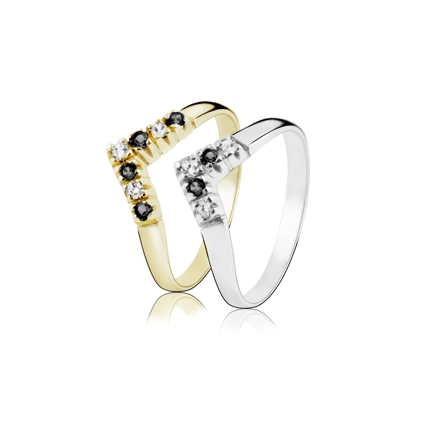 ARROW ETERNITY RING WITH WHITE AND BLACK DIAMOND 0.04 CT.