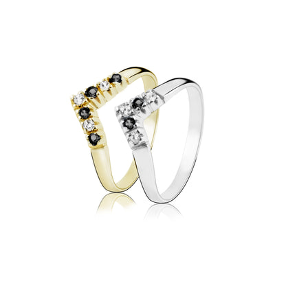 ARROW ETERNITY RING WITH WHITE AND BLACK DIAMOND 0.04 CT.