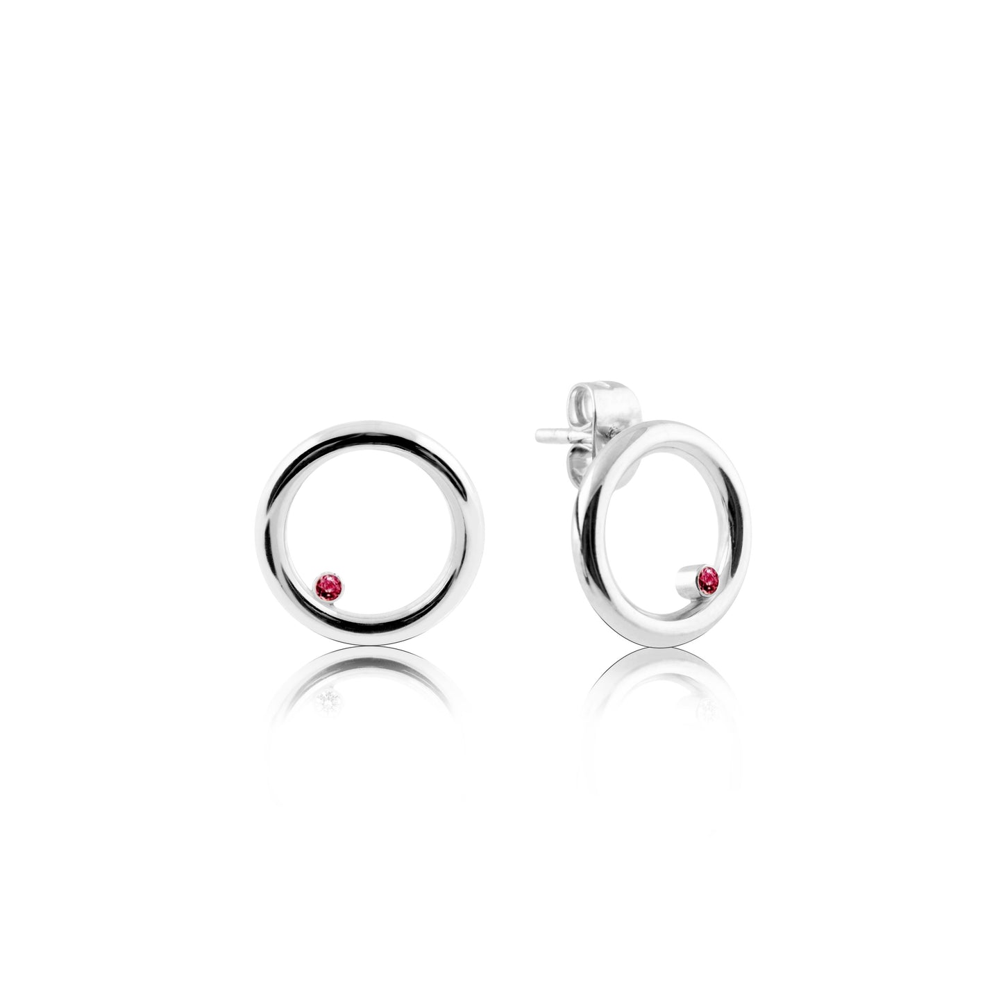 CIRCLE EARRINGS WITH RED RUBY