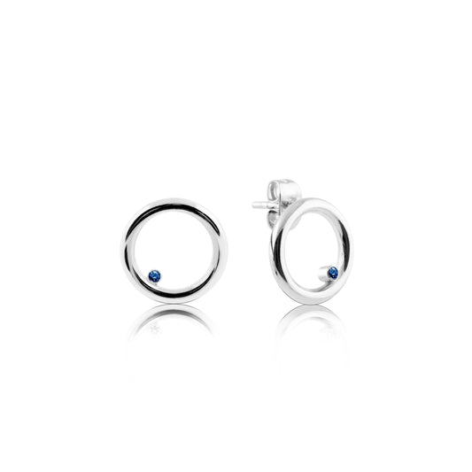 CIRCLE EARRINGS WITH BLUE SAPPHIRES