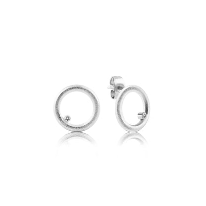 CIRCLE EARRINGS MATTE WITH DIAMONDS