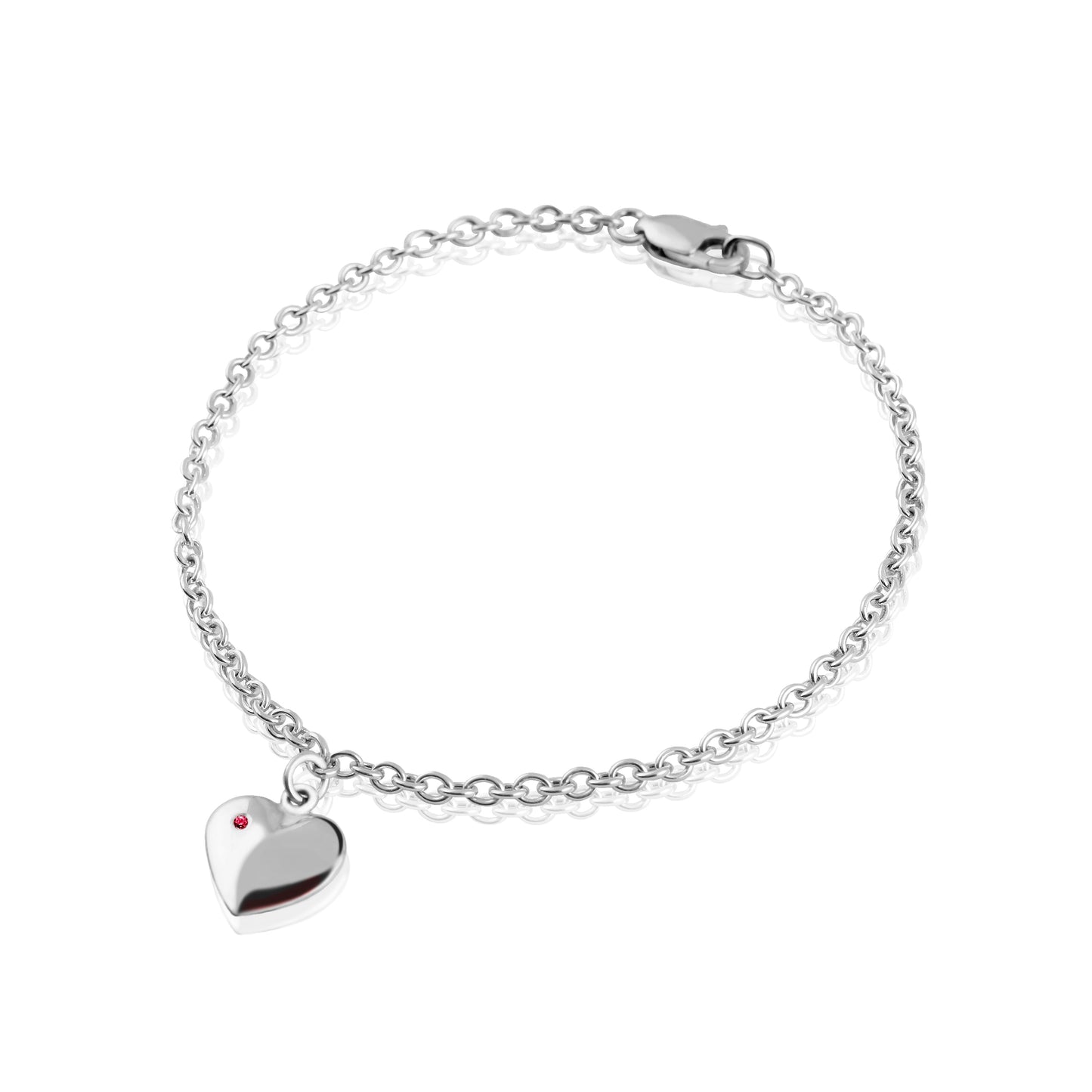 HEART BRACELET WITH RED RUBY