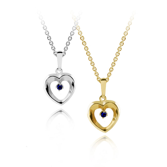 HEART PENDANT WITH BLUE SAPPHIRE