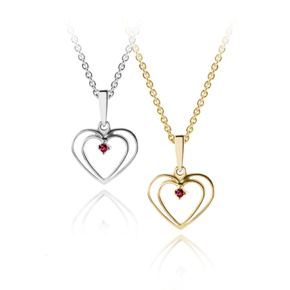 HEART PENDANT WITH RED RUBY