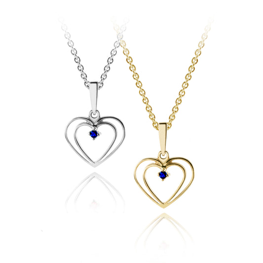 HEART PENDANT WITH BLUE SAPHIRE