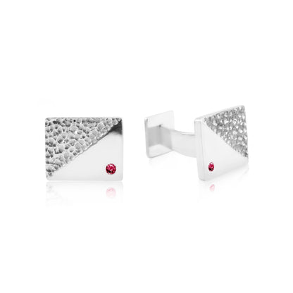 MOUNTAIN CUFFLINKS WITH RED RUBY