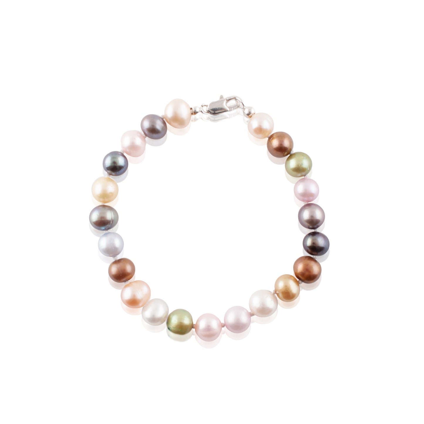 MULTI COLOUR PEARL BRACELET WITH SILVER LOCK