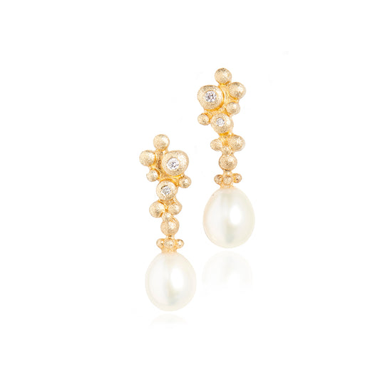 MINI TENNIS EARRINGS WITH PEARLS AND DIAMONDS