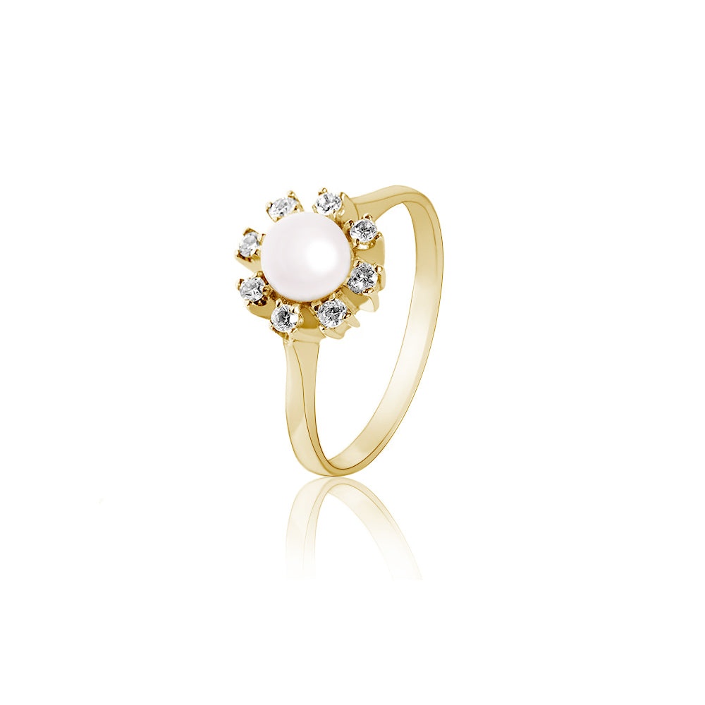 ROSETTE DIAMOND RING WITH PEARL