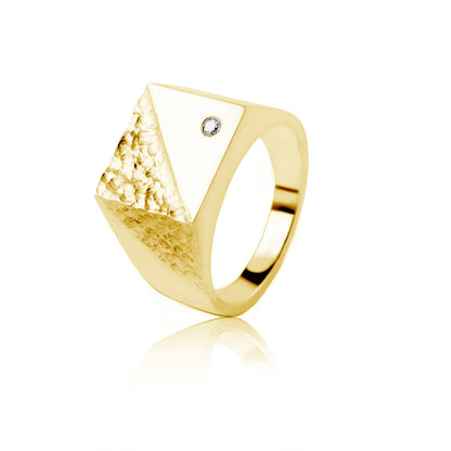 MOUNTAIN SIGNET RING WITH DIAMOND