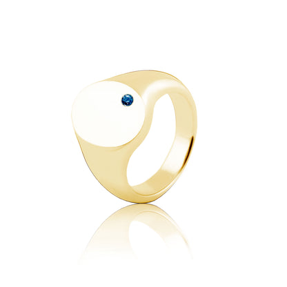 SIGNET RING OVAL WITH BLUE SAPPHIRE