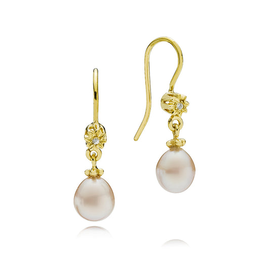 STAR DROP EARRINGS WITH DIAMONDS