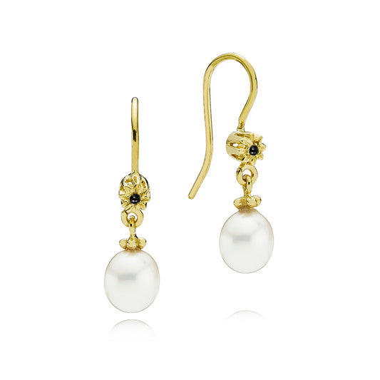 STAR DROP EARRINGS WITH BLACK DIAMONDS