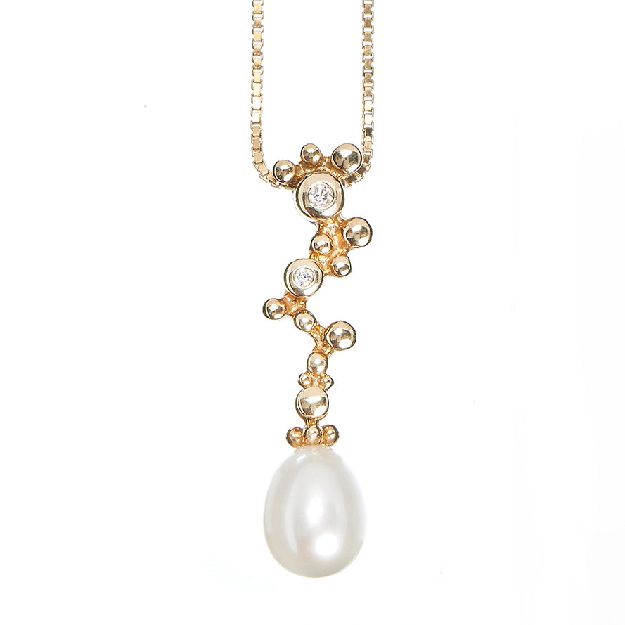 MINI TENNIS PENDANT WITH PEARL AND DIAMONDS