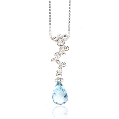 MINI TENNIS PENDANT WITH BLUE TOPAZ AND DIAMONDS