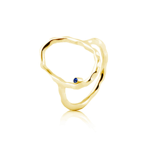 WAVY OVAL RING WITH BLUE SAPPHIRE