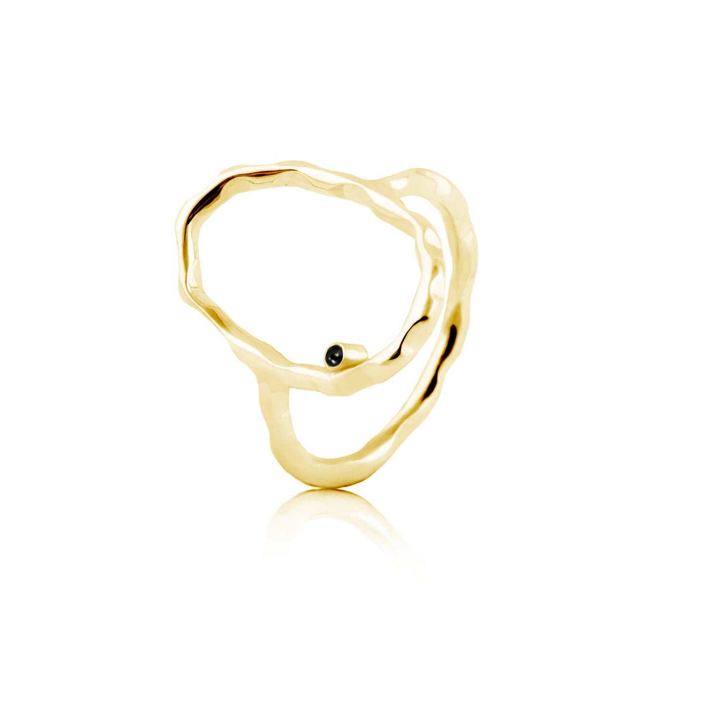 WAVY OVAL RING MED SORT DIAMANT