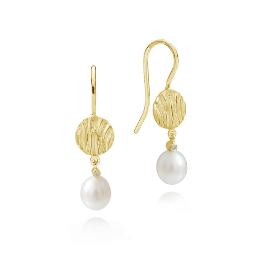 SAND EARRINGS WITH DIAMONDS AND PEARLS